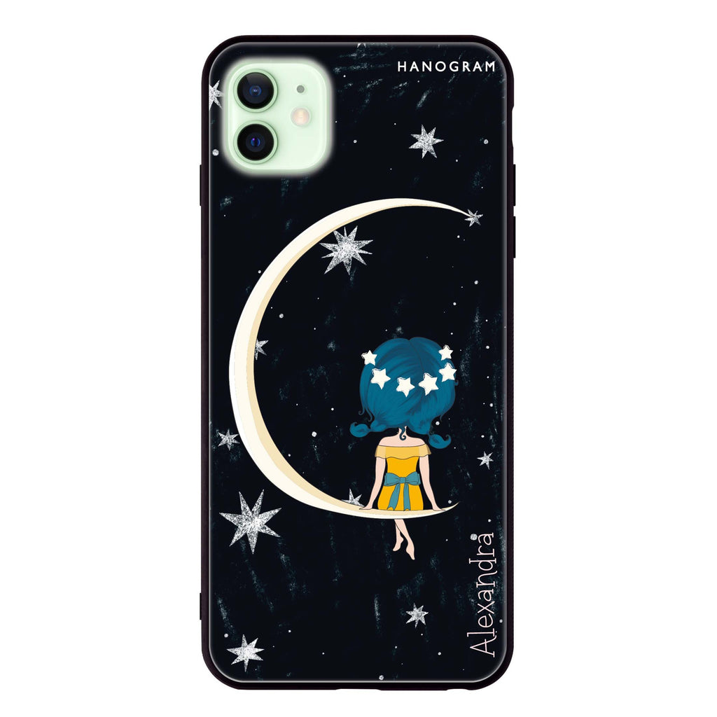 Cute Girl Moon iPhone 12 Glass Case
