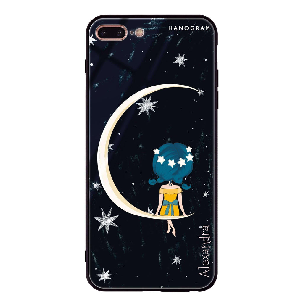 Cute Girl Moon iPhone 7 Plus Glass Case