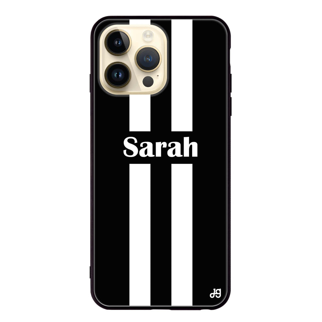 Black and white Stripes iPhone 13 Pro Max Glass Case