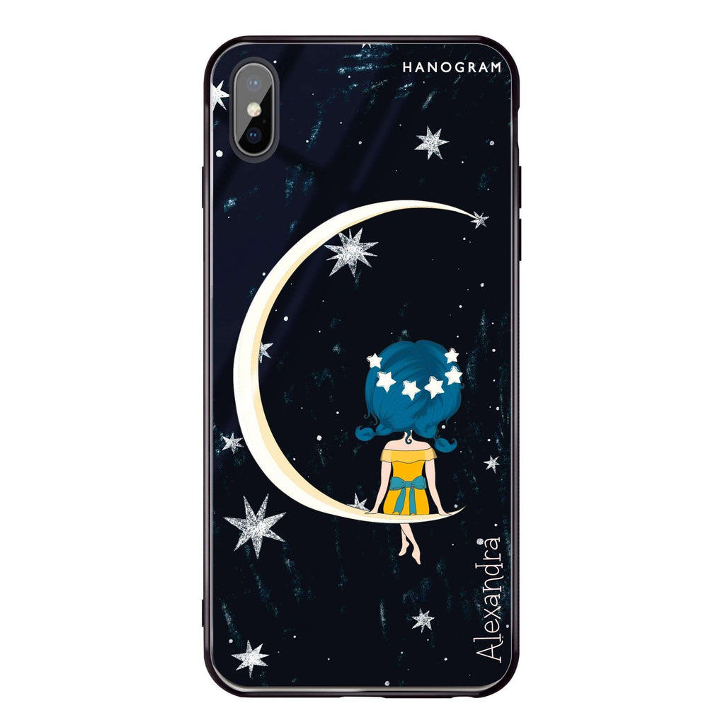 Cute Girl Moon iPhone XS Max Glass Case