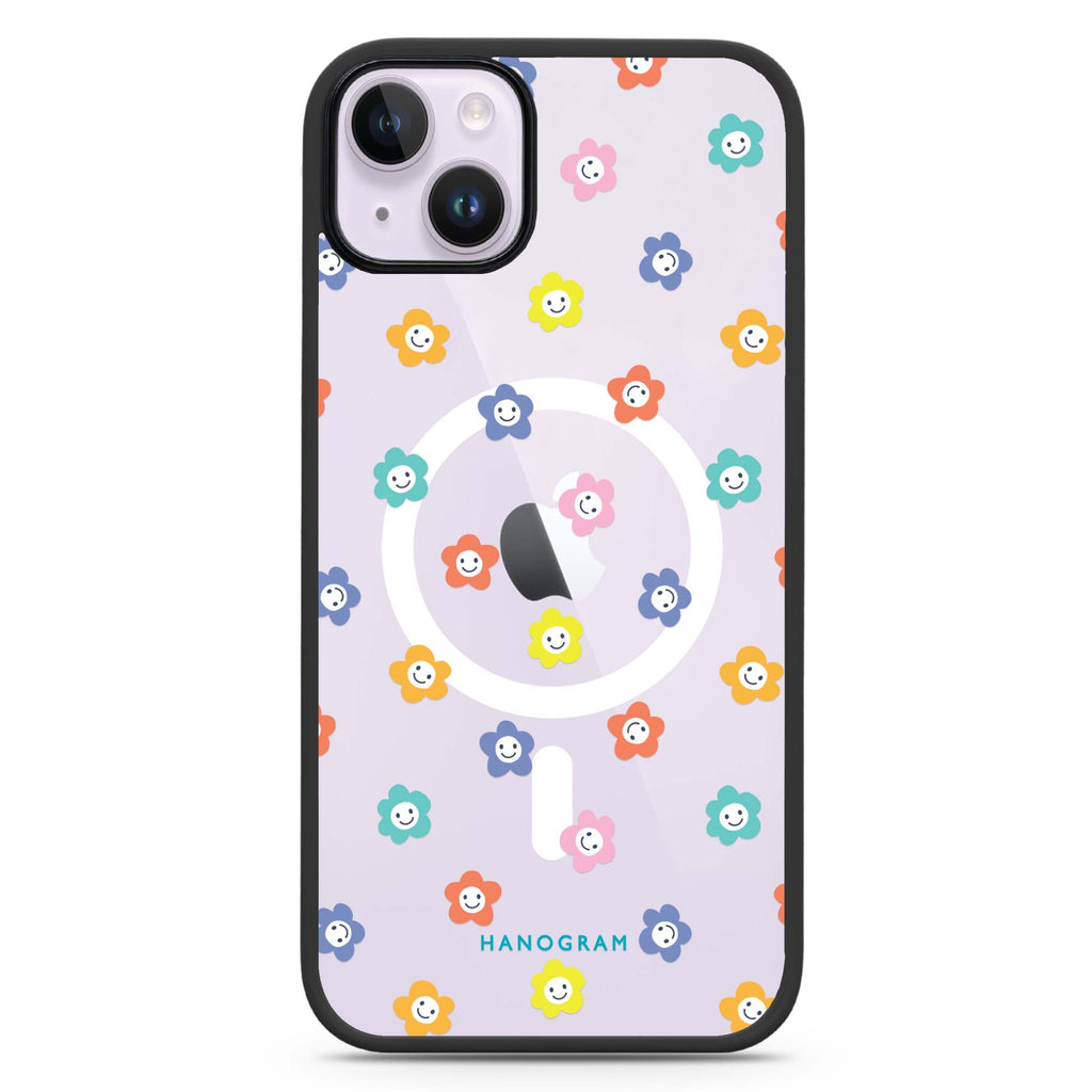 Little Smile Flowers iPhone 14 Plus MagSafe Compatible Impact Guard Bumper Case