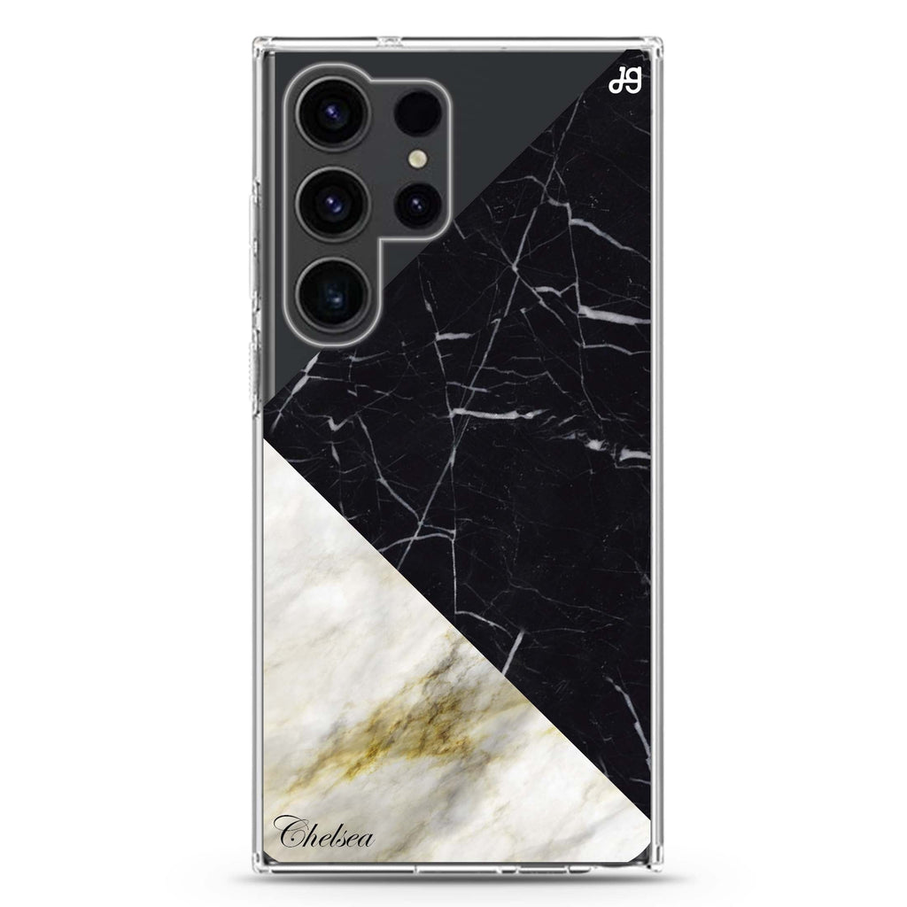 Marble Mix personalized name Samsung Galaxy S26/S25/S24/S23/S22 Ultra ultra clear case, transparent design, main view