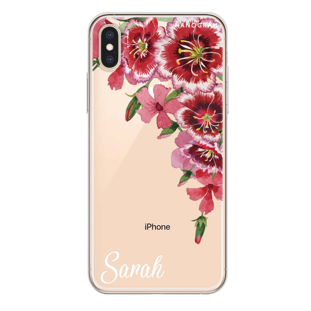 Red watercolour Floral iPhone XS Ultra Clear Case