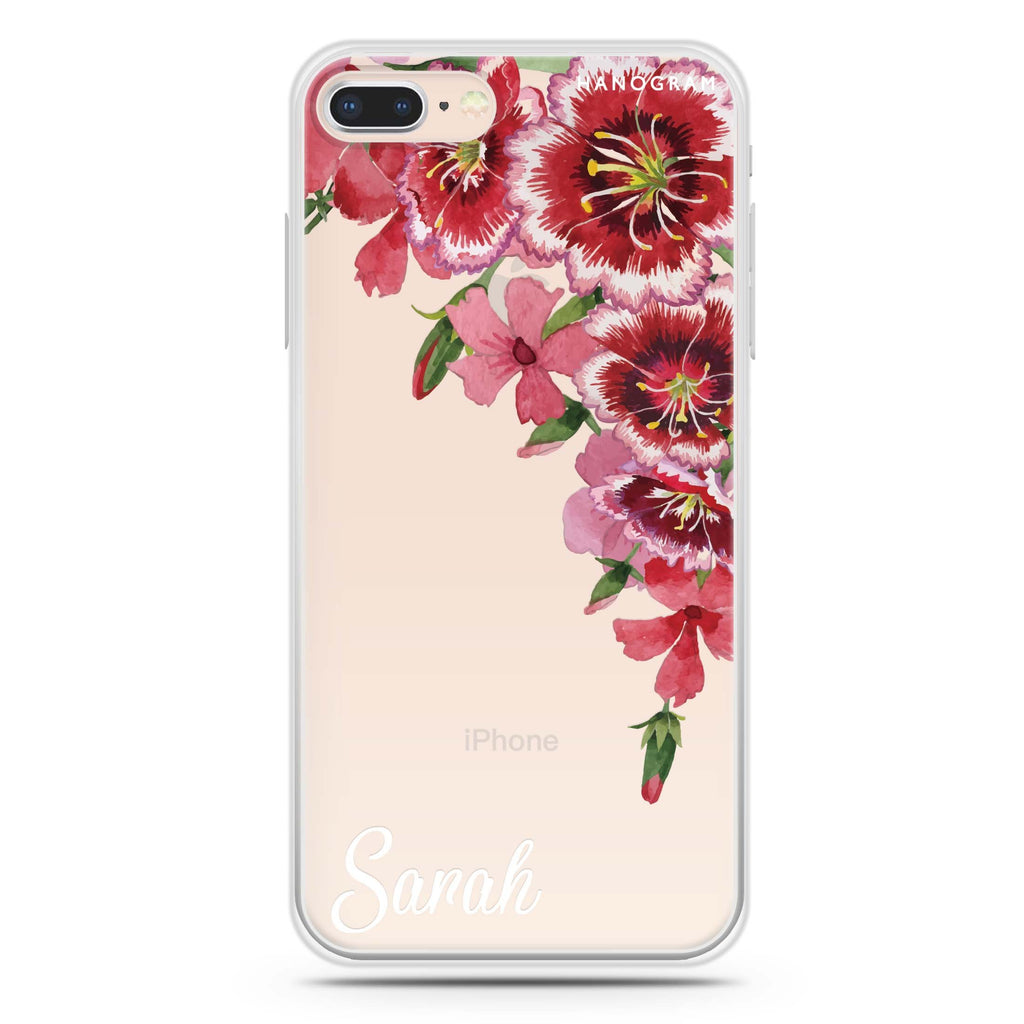 Red watercolour Floral iPhone 7 Plus Ultra Clear Case