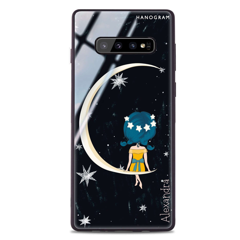 Cute Girl Moon Samsung S10 Plus Glass Case