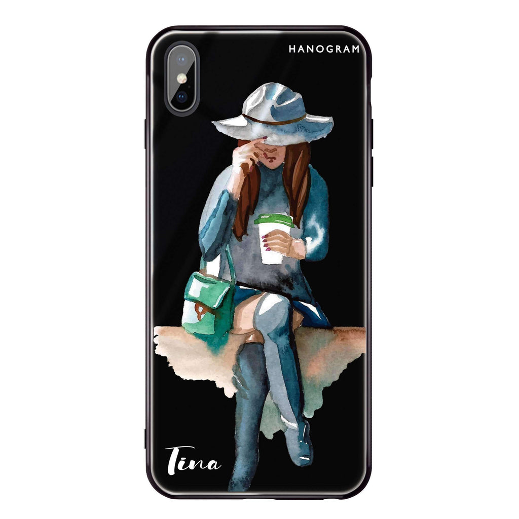 Coffee Girl iPhone XS Glass Case
