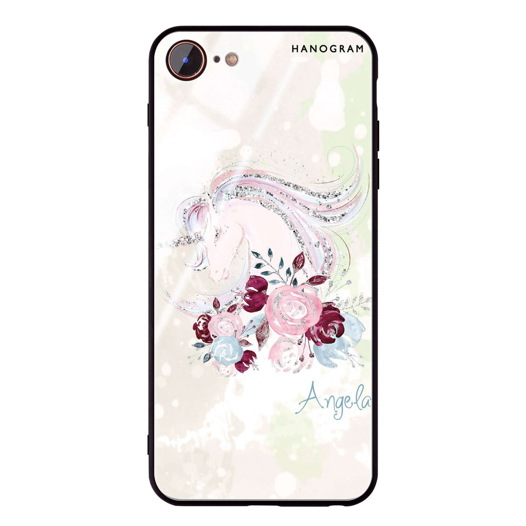 Unicorn & Floral iPhone 7 Glass Case