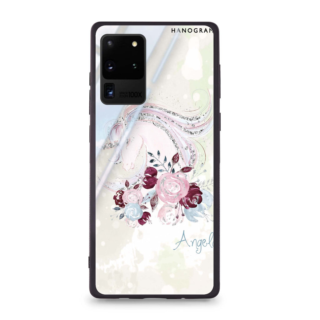 Unicorn & Floral Samsung Glass Case