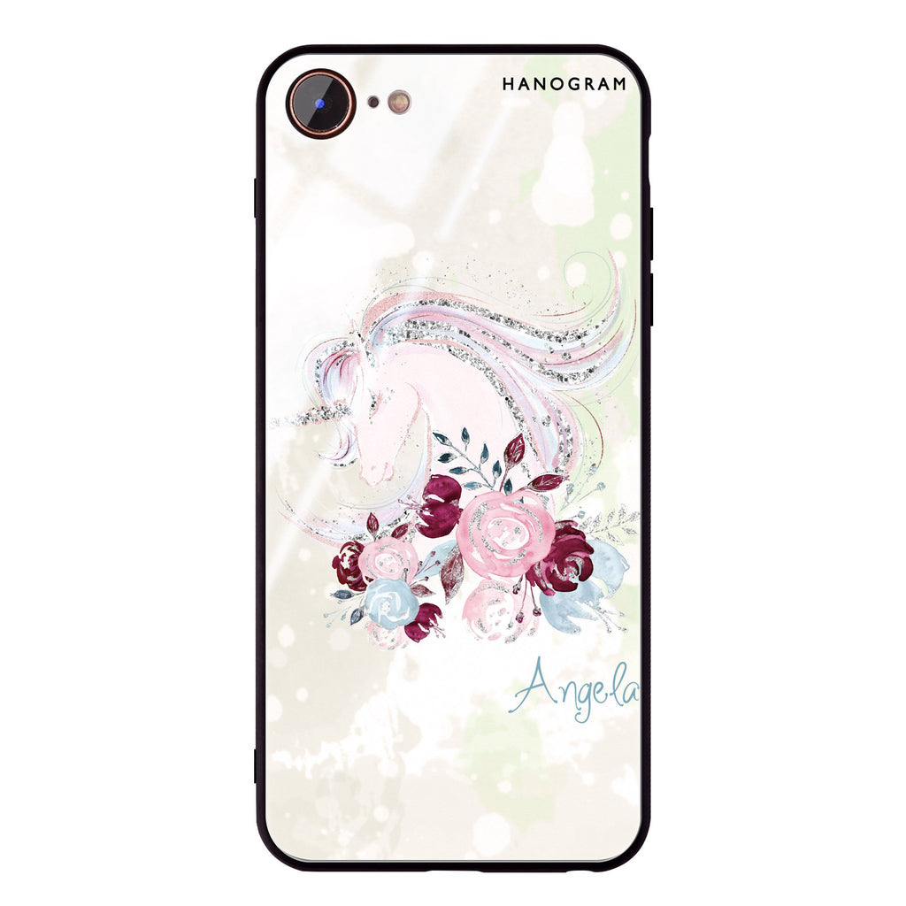 Unicorn & Floral iPhone 8 Glass Case