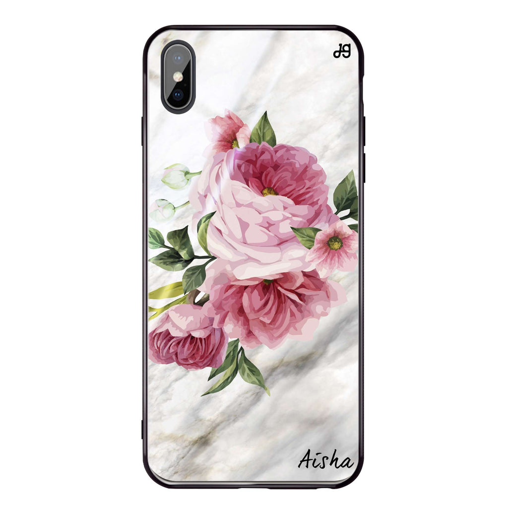 Floral & Marble iPhone XS Max Glass Case