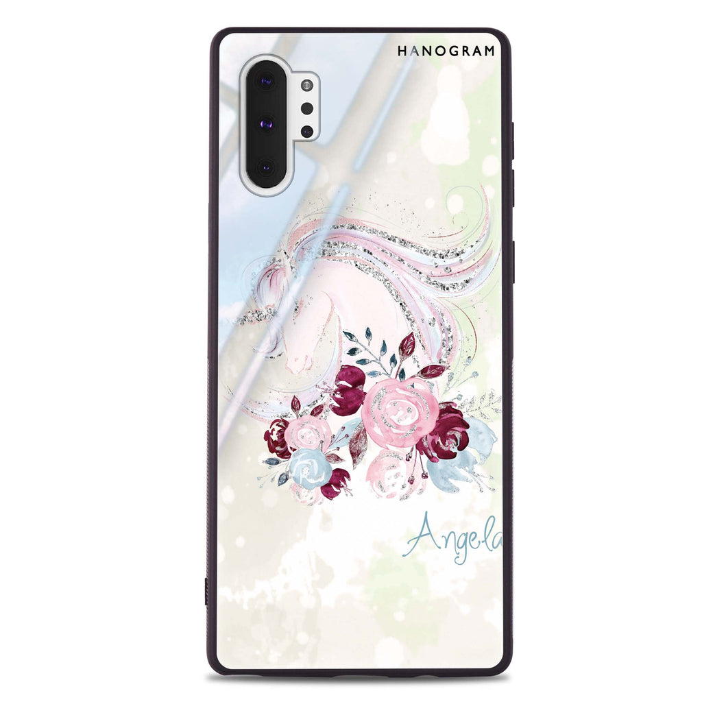 Unicorn & Floral Samsung Note 10 Plus Glass Case