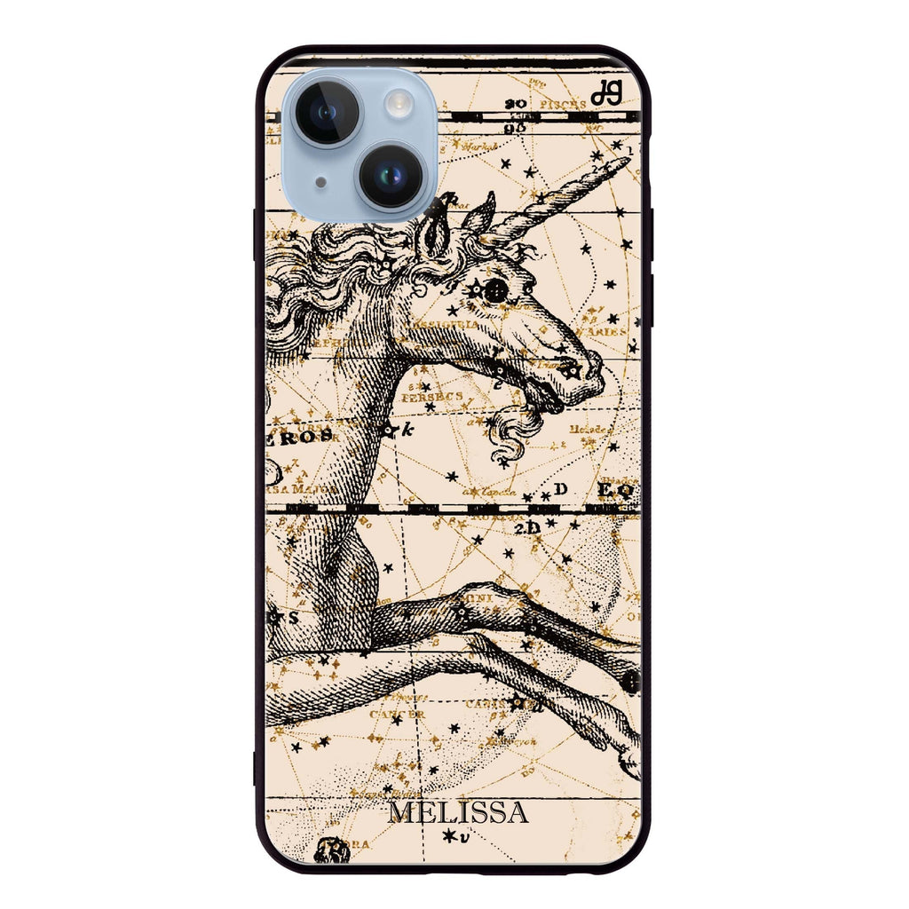 Star Map Unicorn iPhone 14 Plus Glass Case
