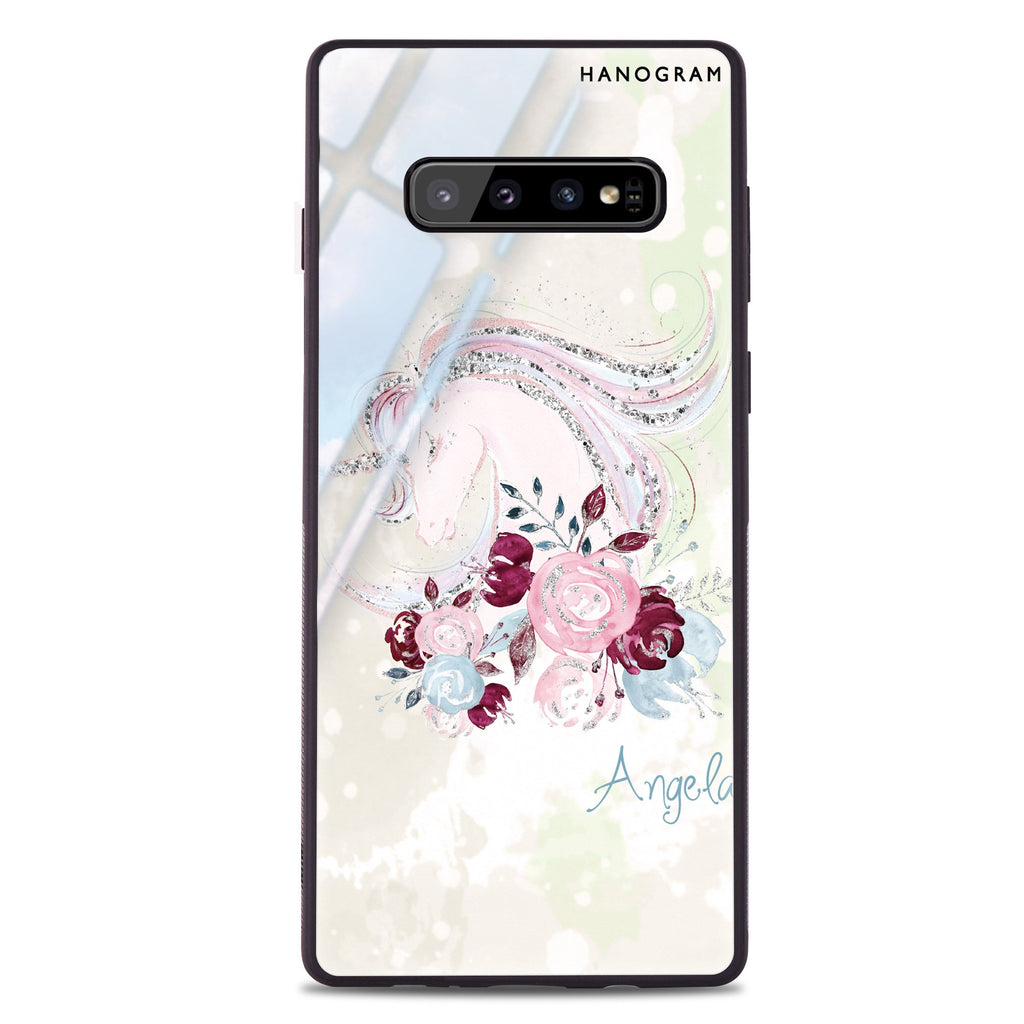 Unicorn & Floral Samsung S10 Plus Glass Case
