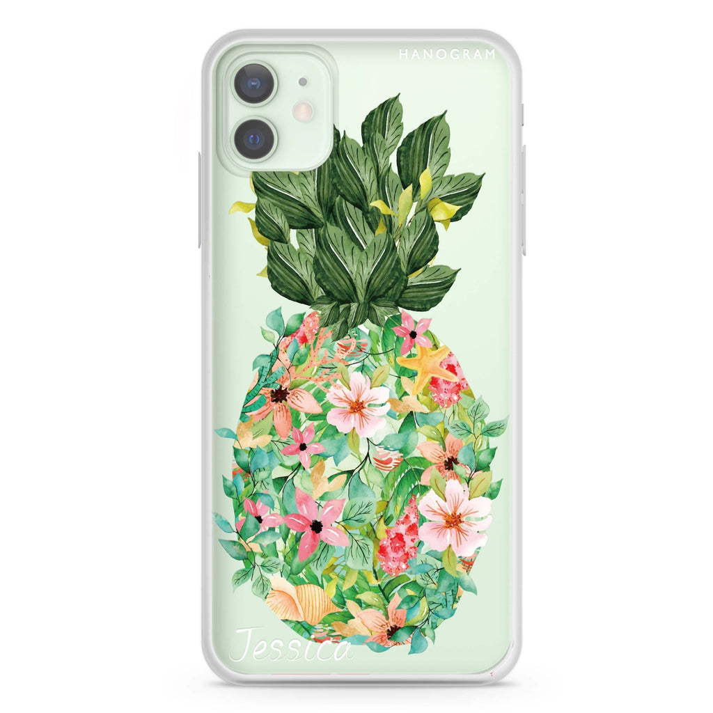 Floral Pineapple iPhone 12 mini Ultra Clear Case