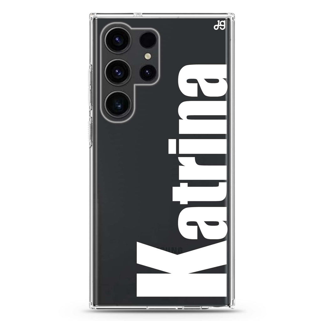 Phenomenal personalized name Samsung Galaxy S26/S25/S24/S23/S22 Ultra ultra clear case, transparent design, main view