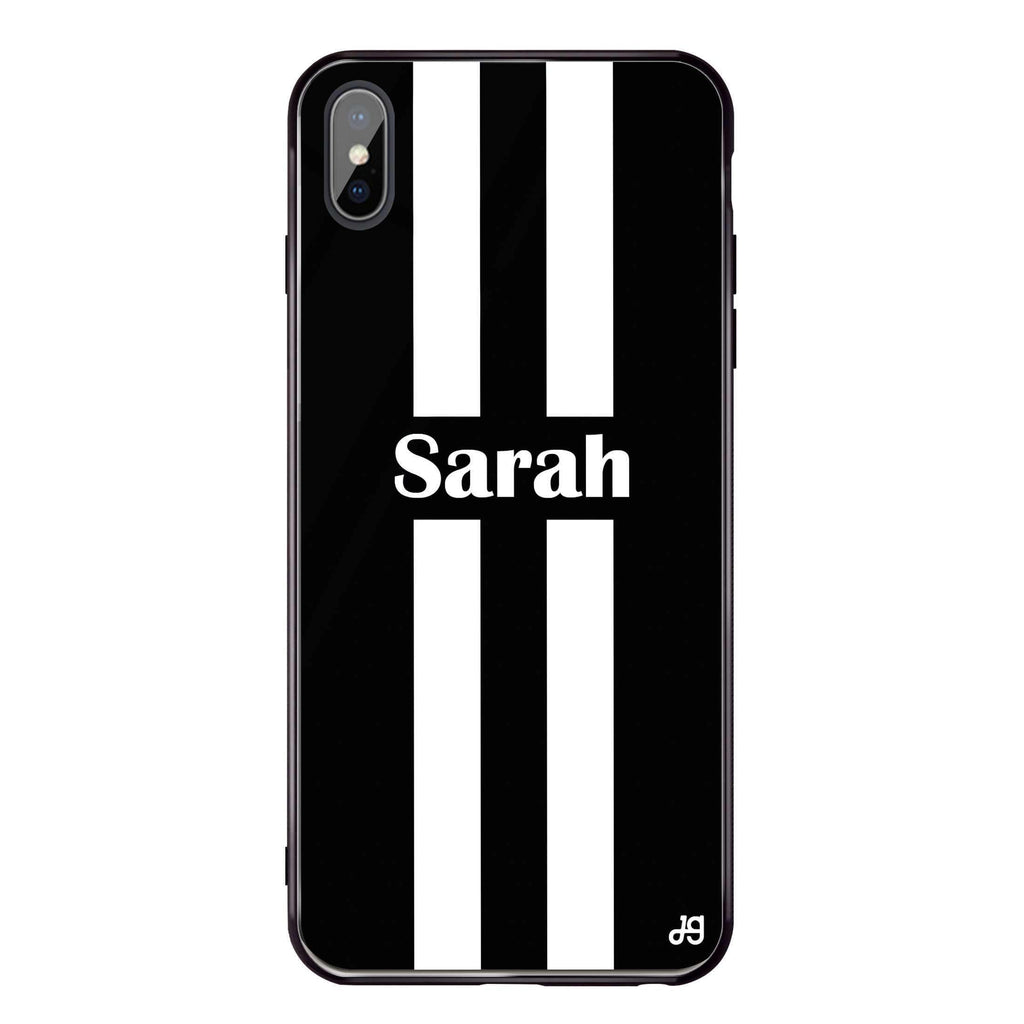 Black and white Stripes iPhone XS Glass Case