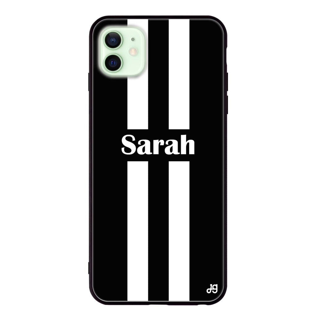 Black and white Stripes iPhone 12 Glass Case