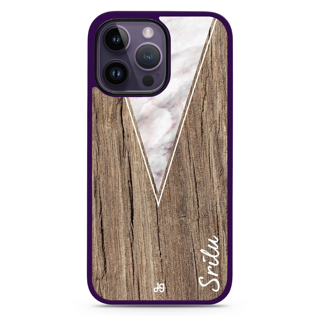 Marble & Wood II MagSafe Compatible Impact Guard Bumper Case