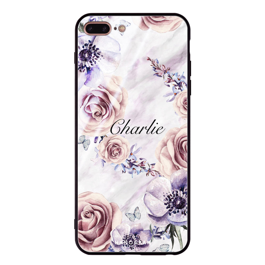 White Marble & Flower iPhone 8 Plus Glass Case
