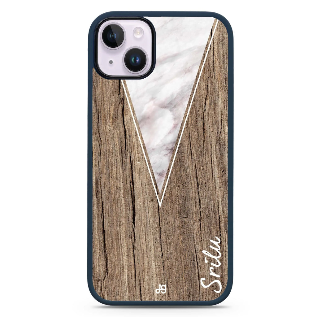 Marble & Wood II iPhone 14 Plus MagSafe Compatible Impact Guard Bumper Case