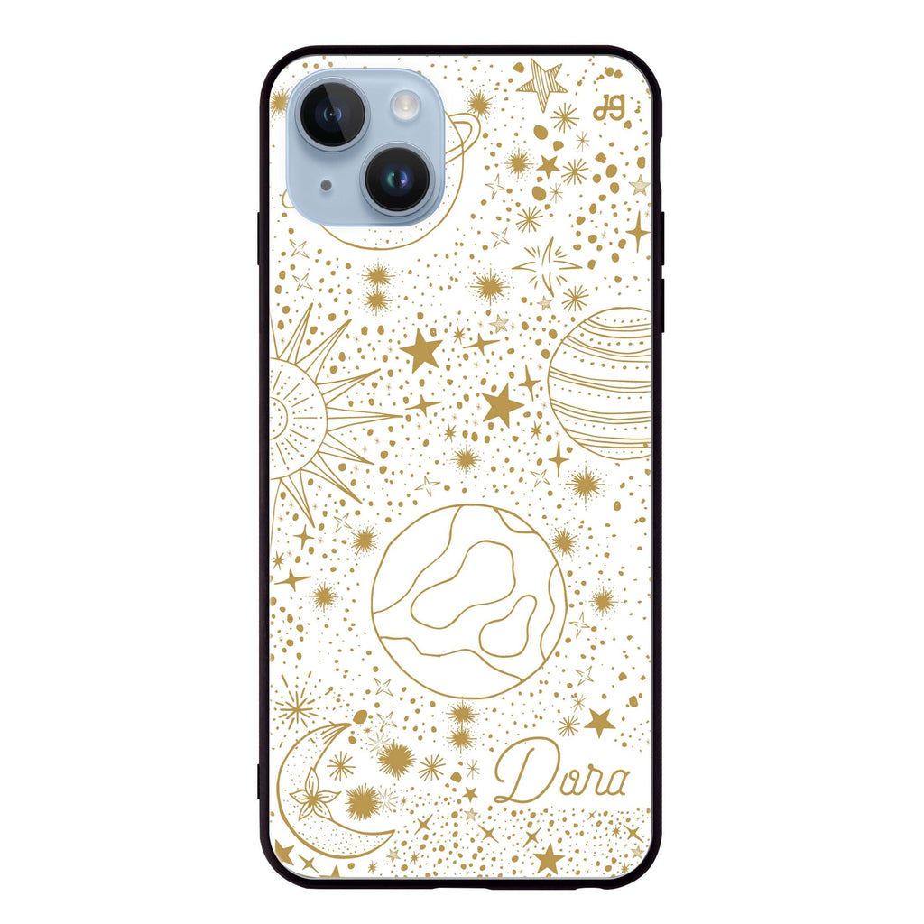 Golden Galaxy I iPhone 14 Plus Glass Case
