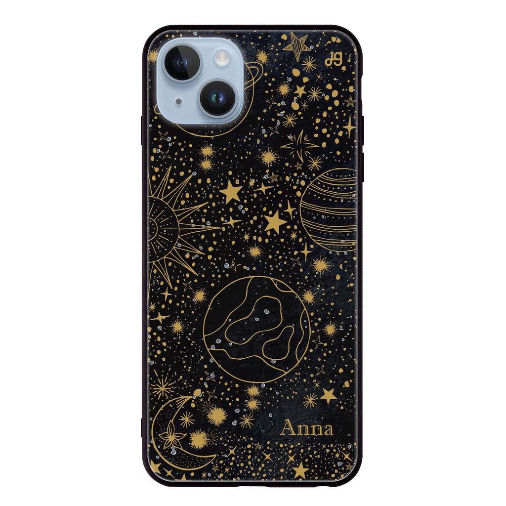 Golden Galaxy II iPhone 14 Plus Glass Case
