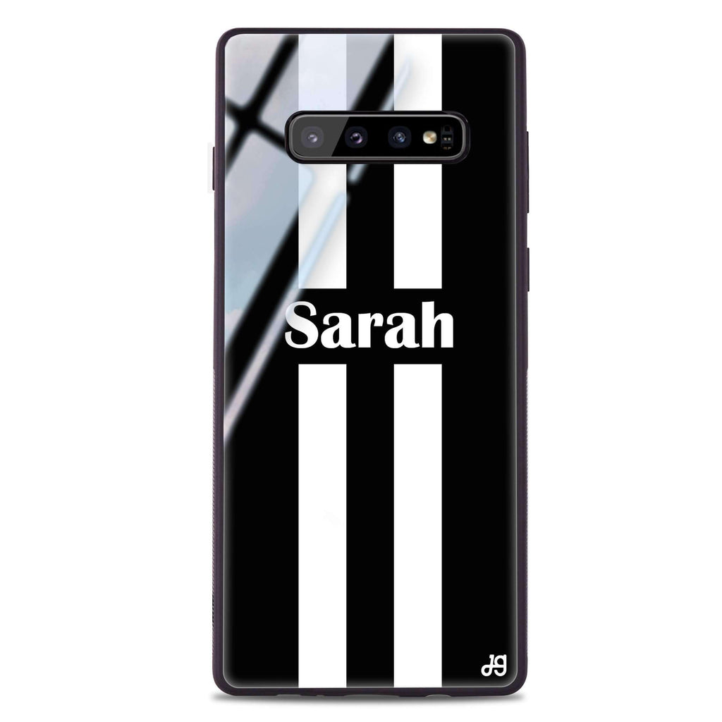 Black and white Stripes Samsung S10 Plus Glass Case