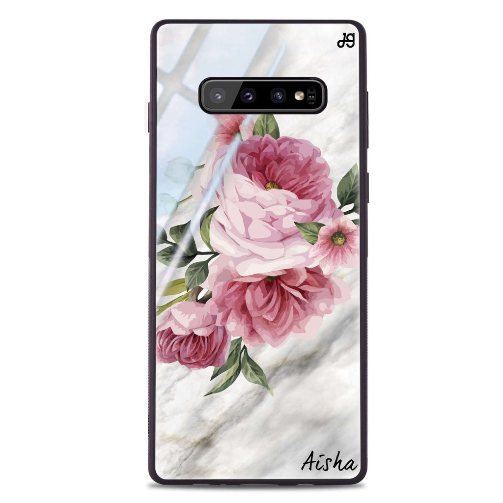 Floral & Marble Samsung S10 Plus Glass Case