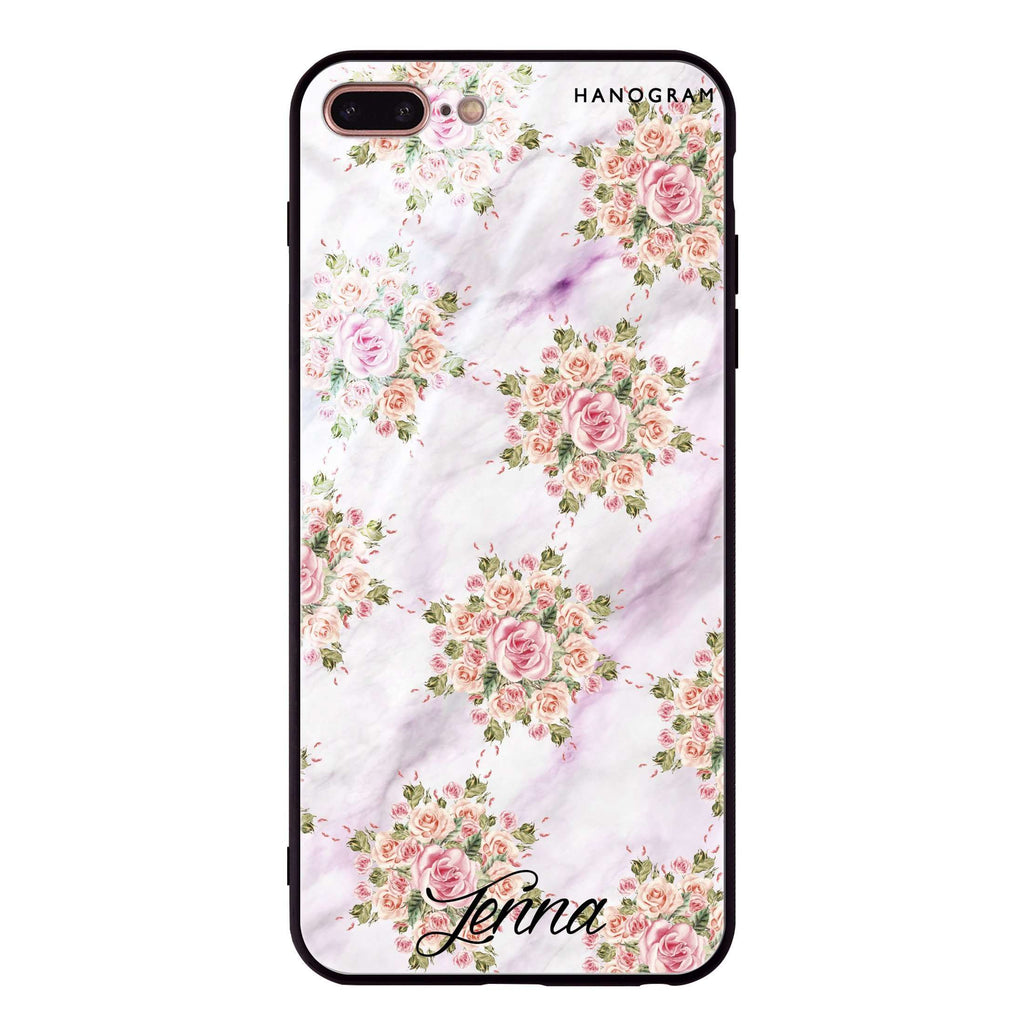 Floral & White Marble iPhone 7 Plus Glass Case