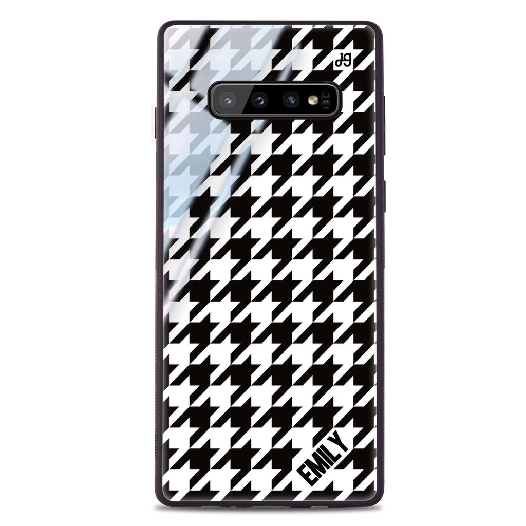 Houndstooth Samsung S10 Plus Glass Case