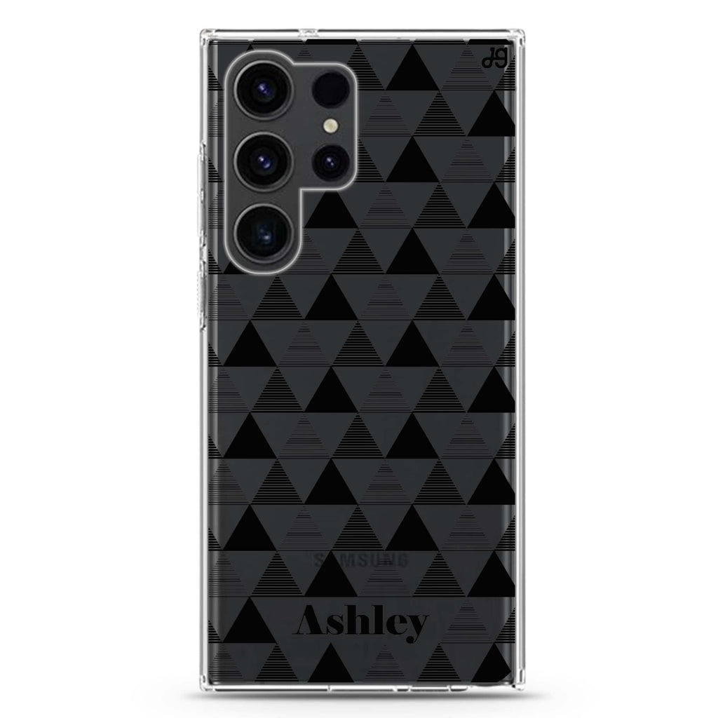 Triangles Seamless personalized name Samsung Galaxy S26/S25/S24/S23/S22 Ultra ultra clear case, transparent design, main view