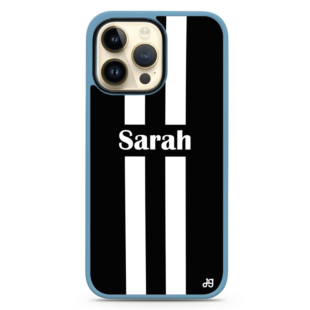 Black and white Stripes iPhone 13 Pro Impact Guard Bumper Case