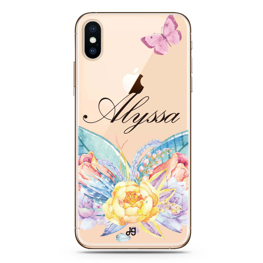Butterfly and Abloom Rose iPhone XS Max Ultra Clear Case