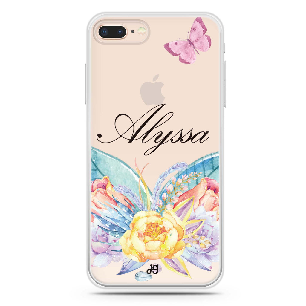 Butterfly and Abloom Rose iPhone 7 Plus Ultra Clear Case