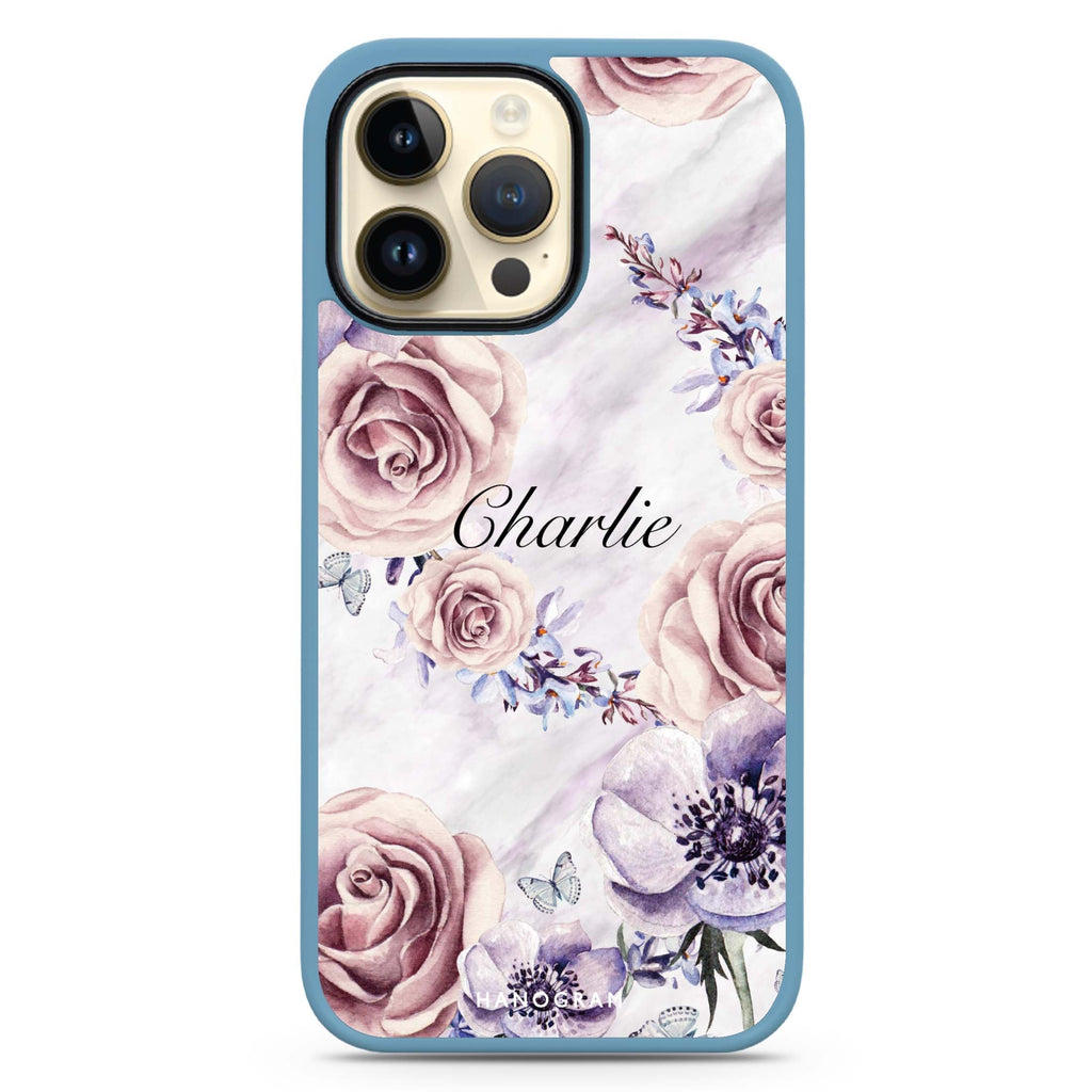 White Marble & Flower Impact Guard Bumper Case