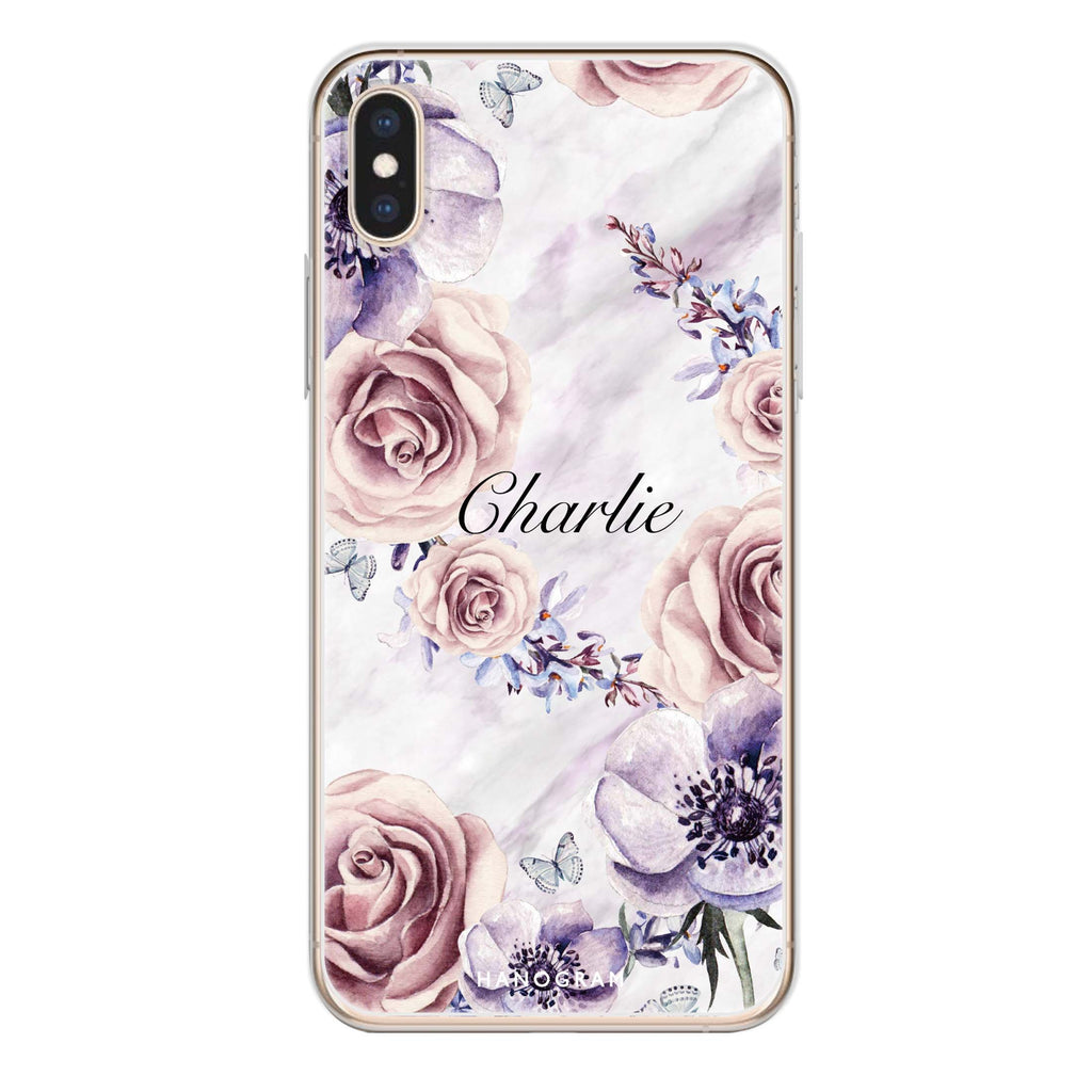 White Marble & Flower iPhone X Ultra Clear Case