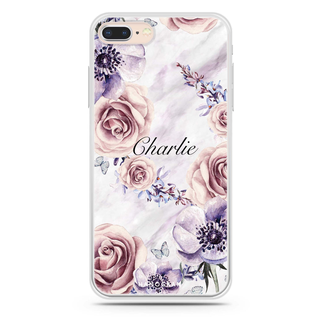 White Marble & Flower iPhone 7 Plus Ultra Clear Case