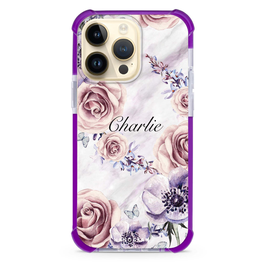 White Marble & Flower MagSafe Compatible Ultra Shockproof Case