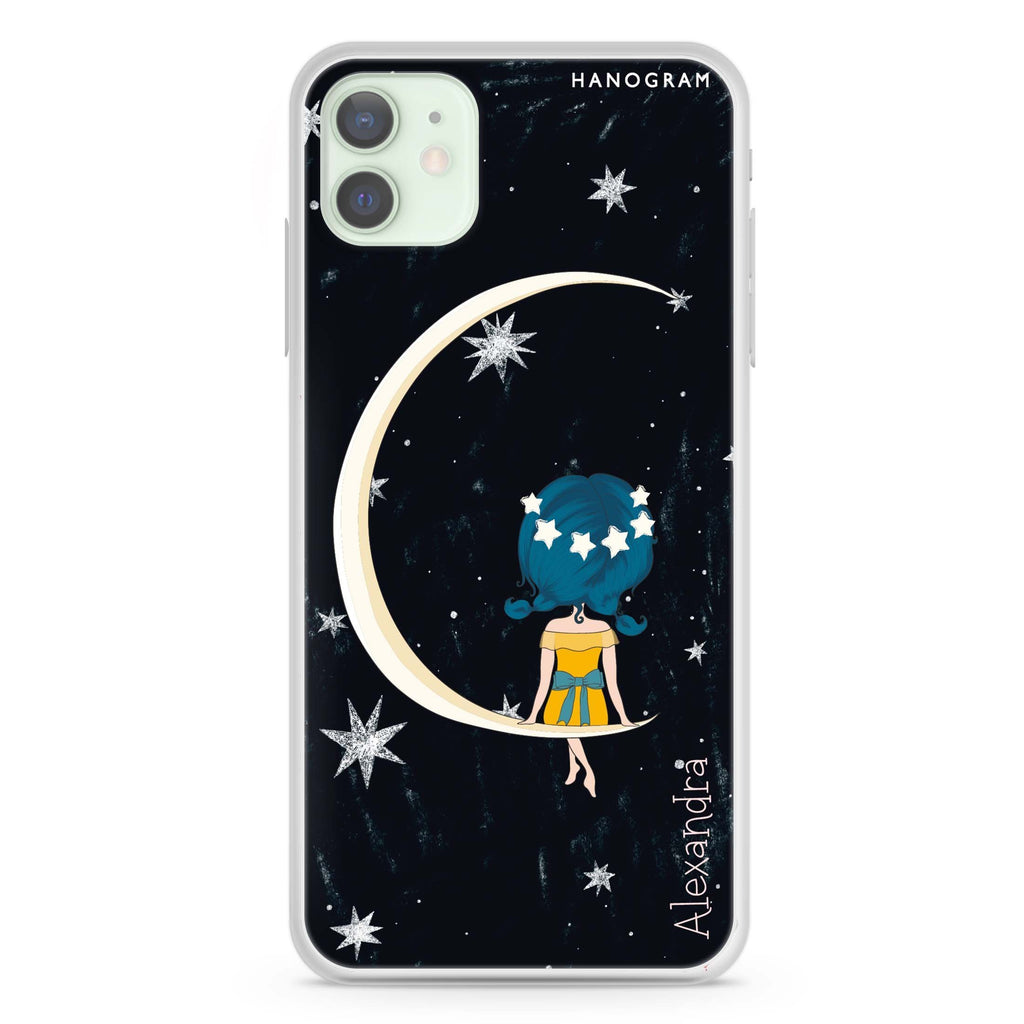 Cute Girl Moon iPhone 12 mini Ultra Clear Case
