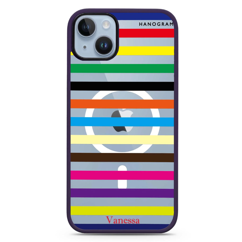 colorful stripe iPhone 14 Plus MagSafe Compatible Impact Guard Bumper Case