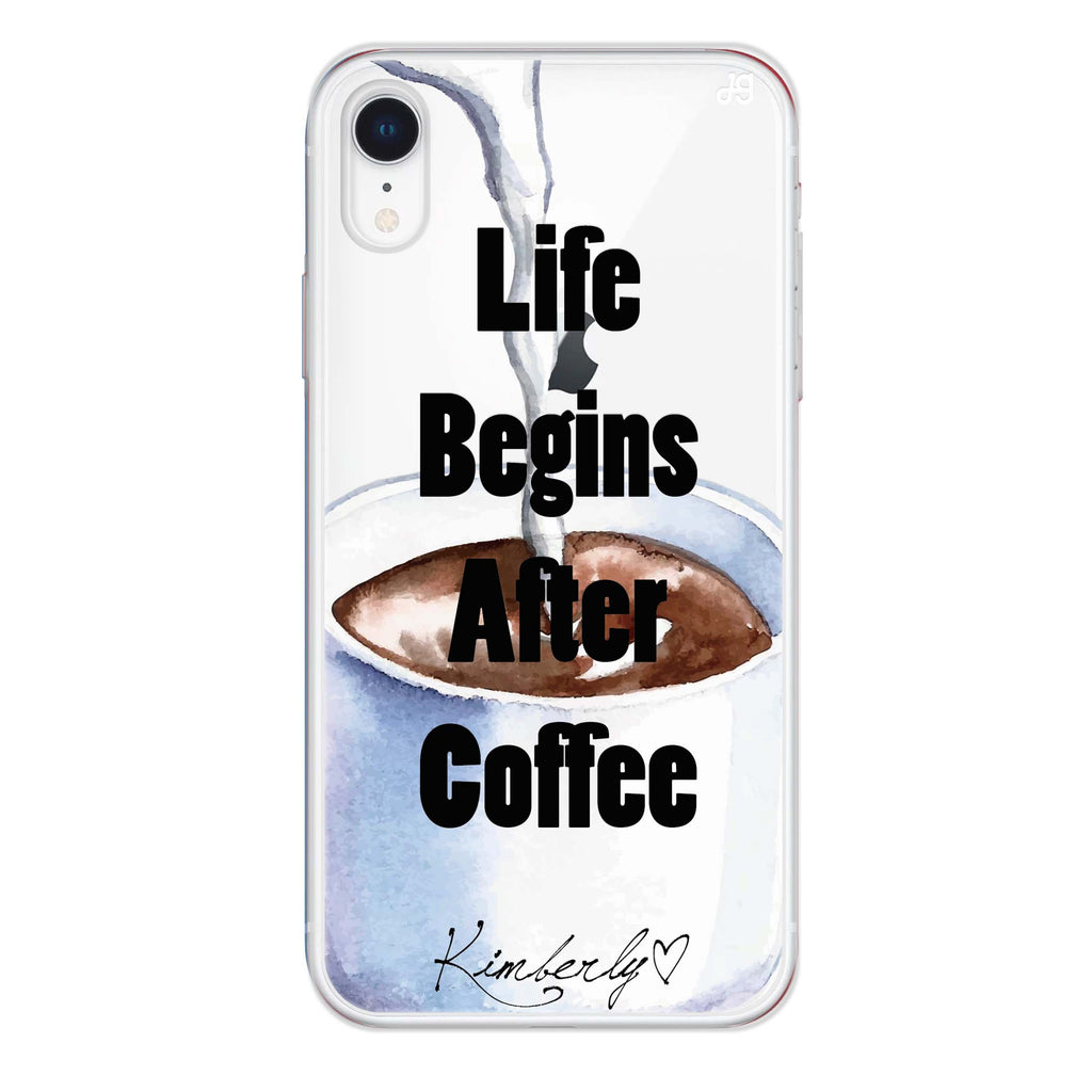 Life begins after coffee iPhone XR Ultra Clear Case