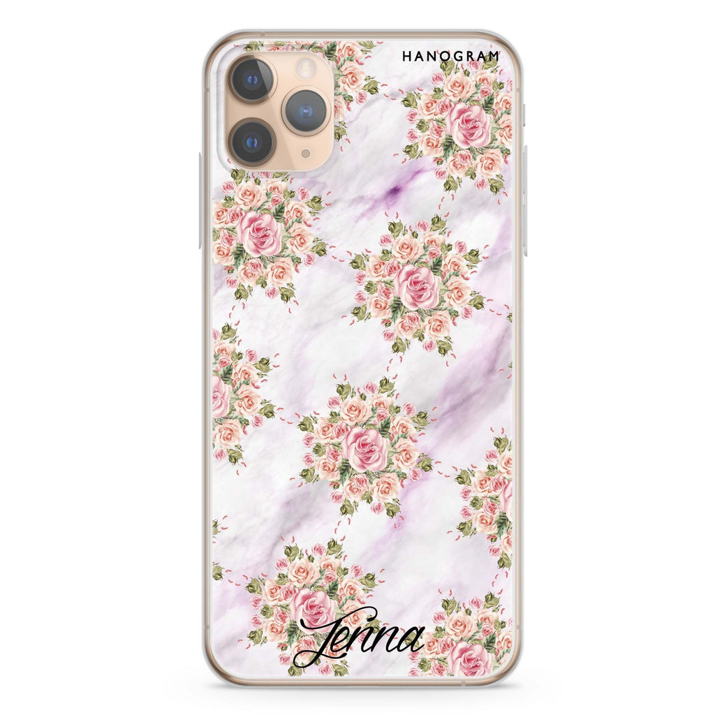Floral & White Marble iPhone 11 Pro Max Ultra Clear Case