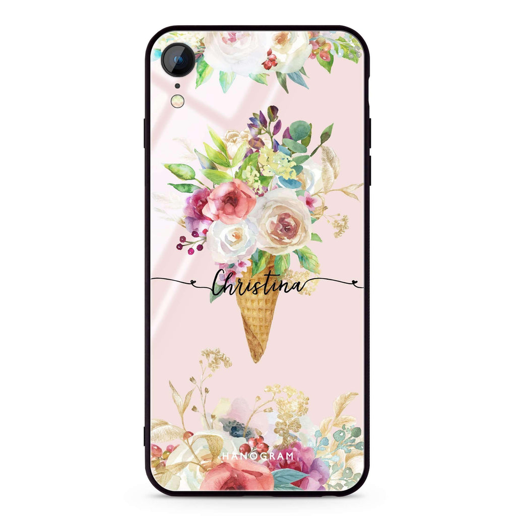 Ice cream floral iPhone XR Glass Case