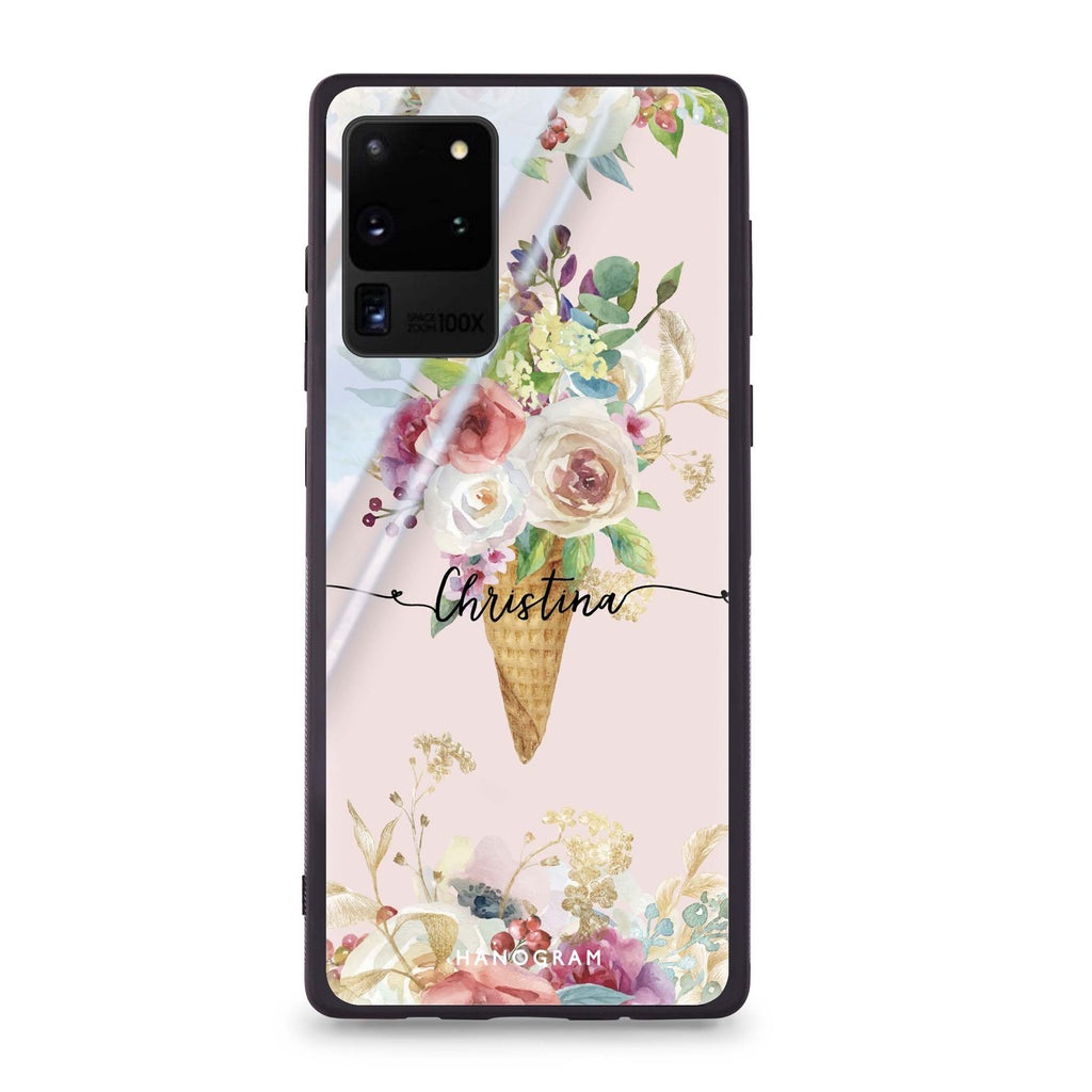 Ice cream floral Samsung Glass Case