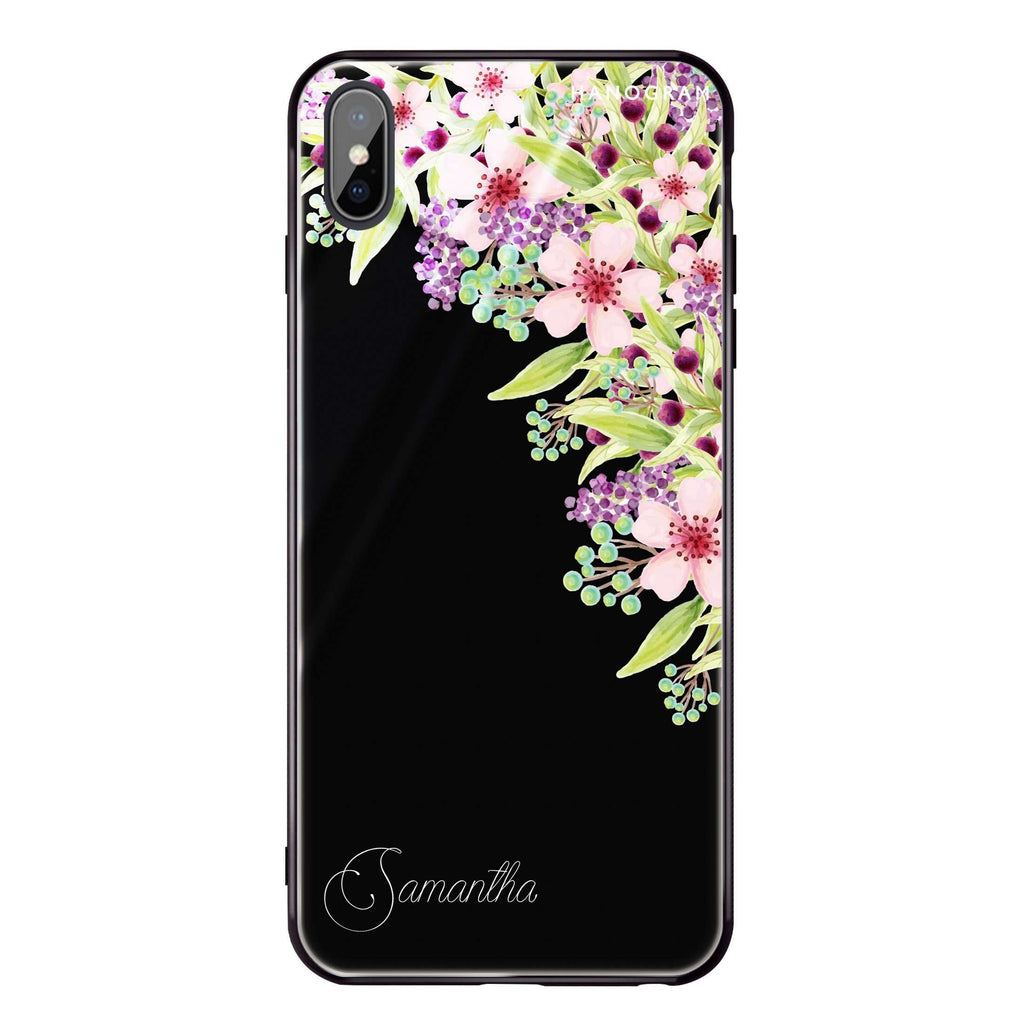 Pink Flowers iPhone XS Glass Case