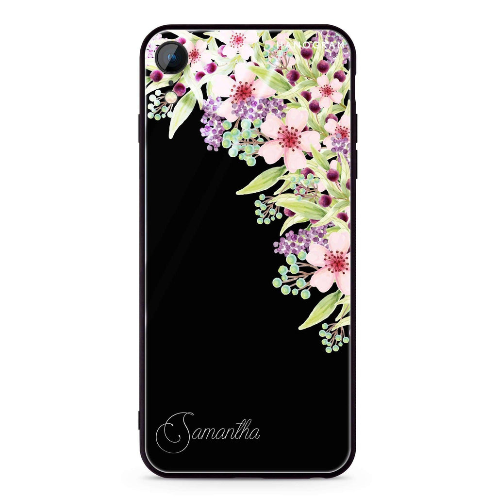 Pink Flowers iPhone XR Glass Case