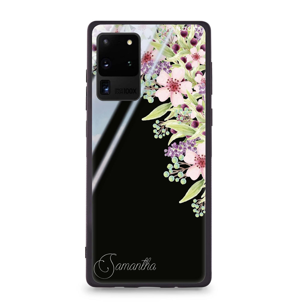 Pink Flowers Samsung Glass Case