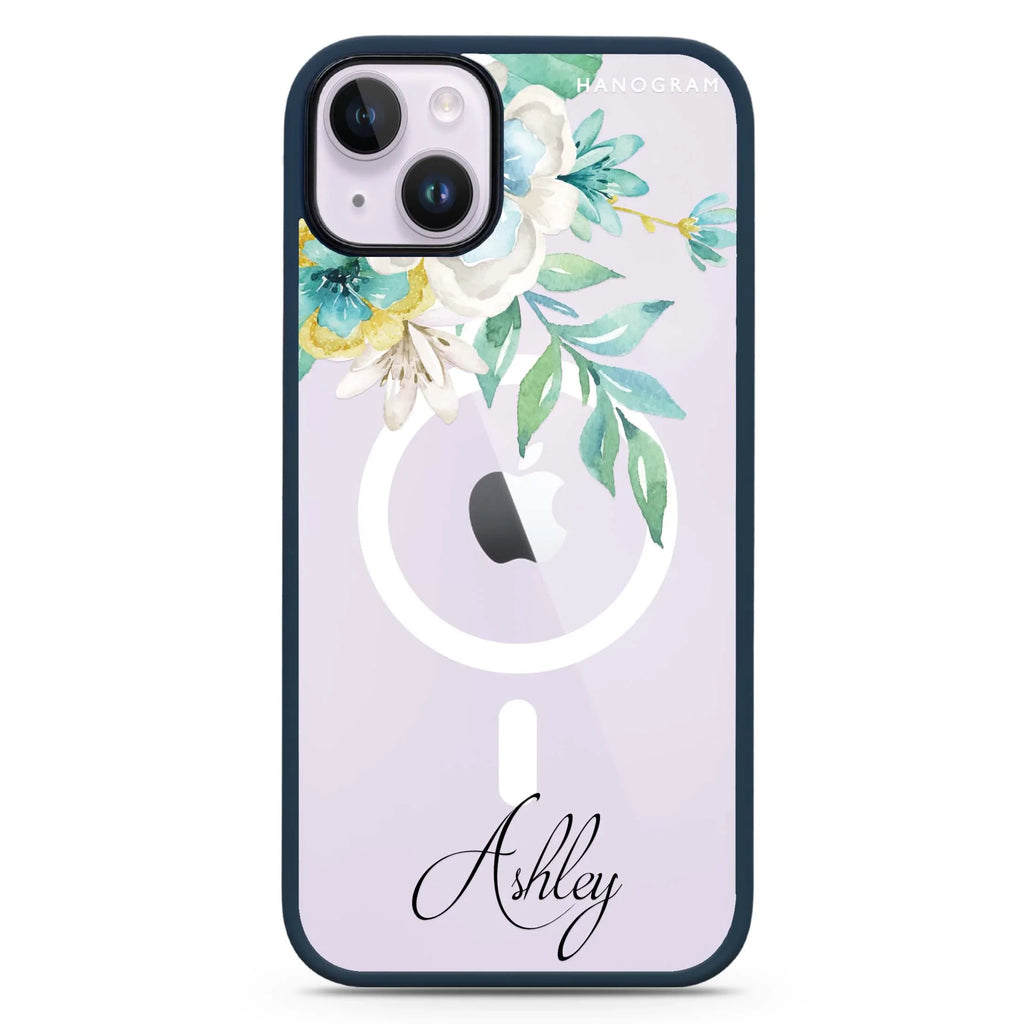Watercolor Flowers iPhone 14 Plus MagSafe Compatible Impact Guard Bumper Case