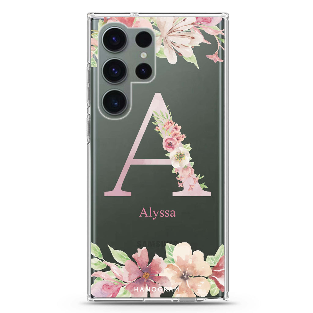 Monogram & Floral Ultra Clear Case For Galaxy S23 Ultra