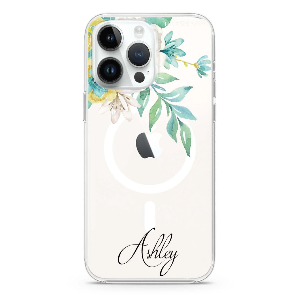 Watercolor Flowers iPhone 12 Pro MagSafe Compatible Ultra Clear Case